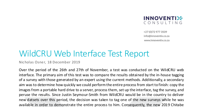 WildCRU Web Interface Test Report